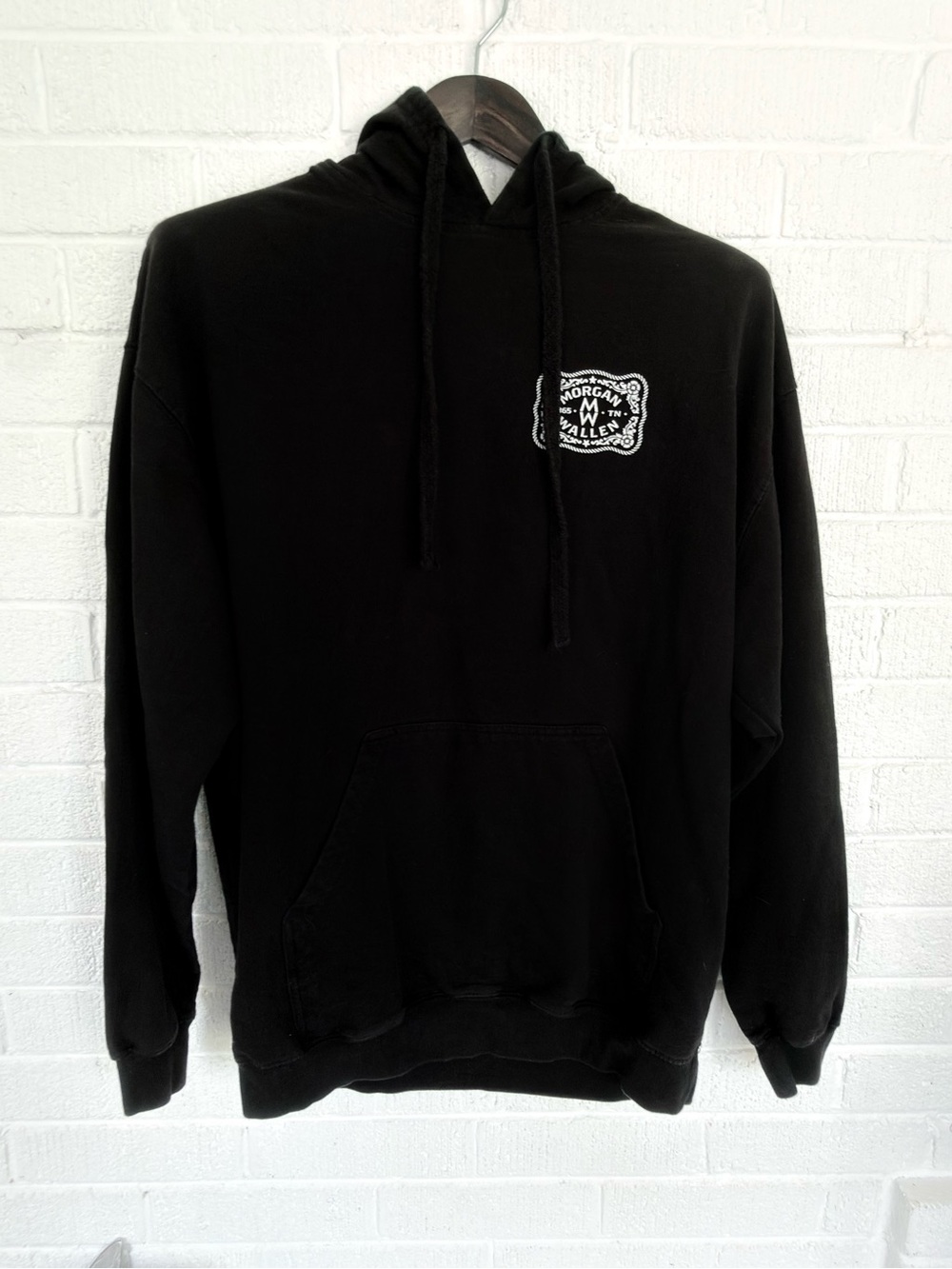 Black Pullover Hoodie with Chest Patch